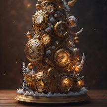 Steampunk Gold Christmas tree with metal gears