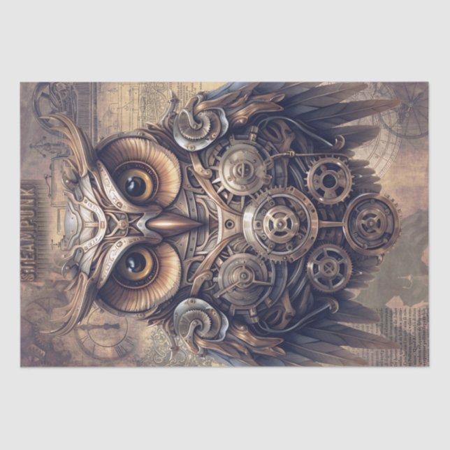 Papel De Seda Steampunk Halloween Owl (Frente )