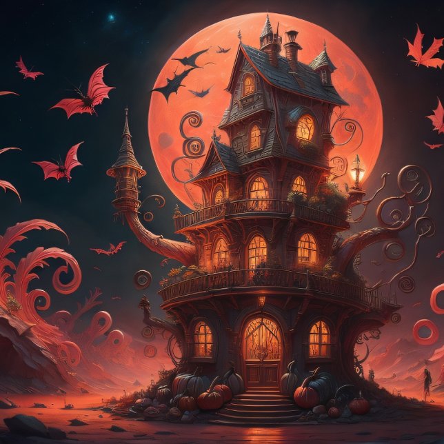 Papel De Seda Steampunk Halloween Under the Red Moon (Criador carregado)
