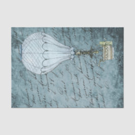 Papel De Seda Steampunk Hot Air Balloon Dusk Blue Manuscrito