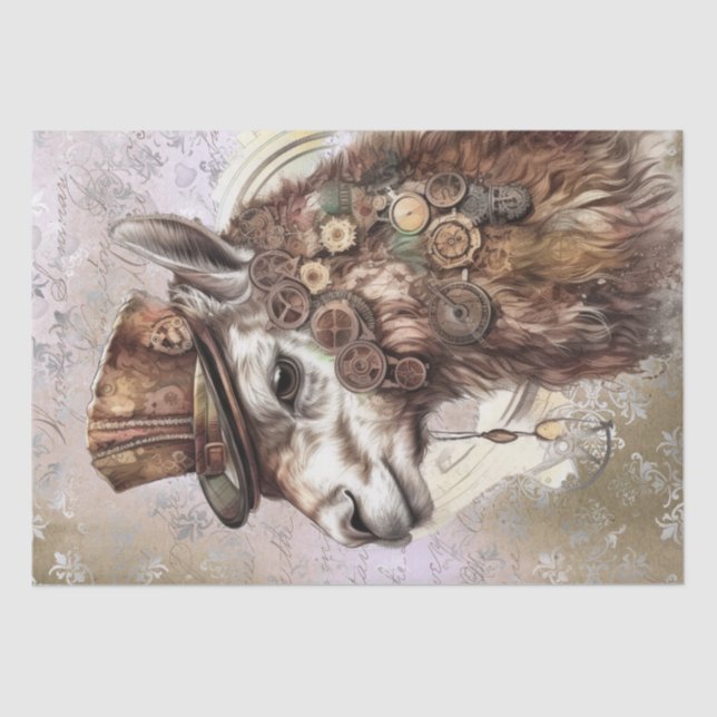 Papel De Seda Steampunk Llama (Frente )