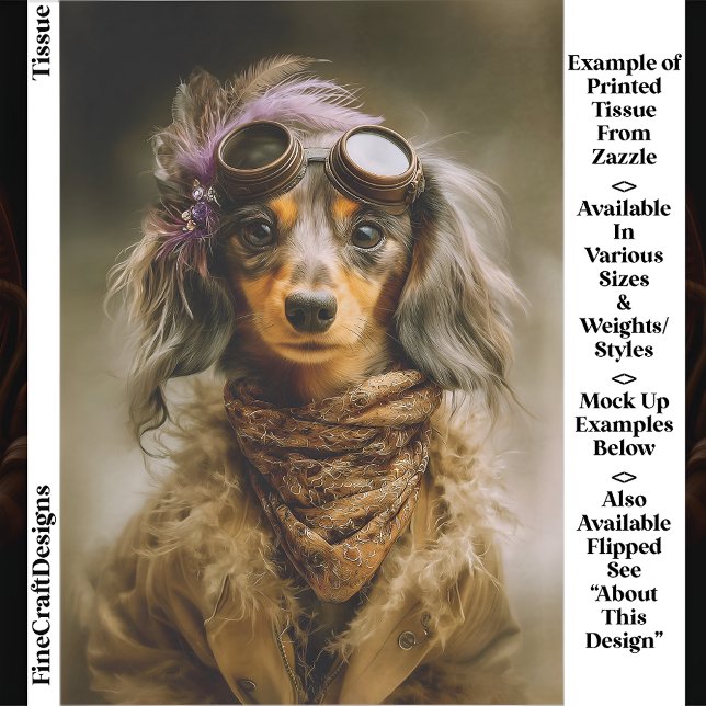 Papel De Seda Steampunk Long Haired Dachshund Dog EP8L Decoupage (Criador carregado)