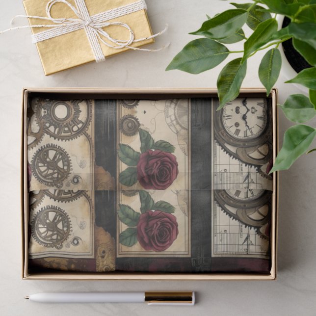 Papel De Seda Steampunk Mecânico  (Presente)