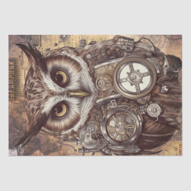 Papel De Seda Steampunk Owl (Frente )