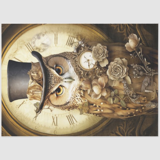 Papel De Seda Steampunk Owl (Frente )