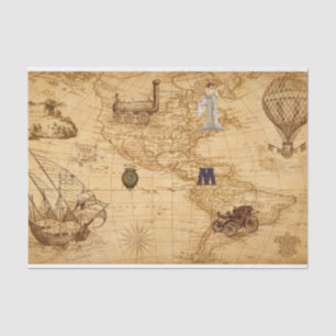 Papel De Seda Steampunk Pensava Que O Antigo Mapa Mundial Da Vin