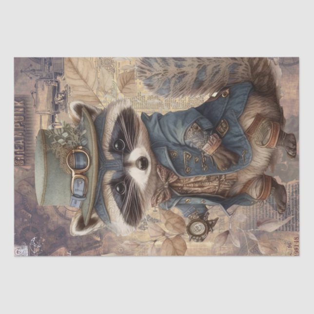 Papel De Seda Steampunk Raccoon (Frente )