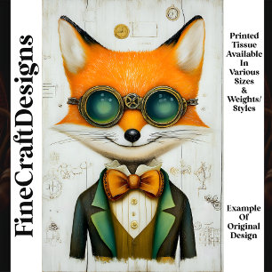 Papel De Seda Steampunk Raposa com Óculos de Proteção Casaco Gra