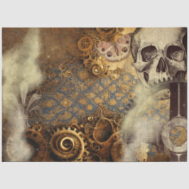 Papel De Seda SteamPunk-Skull-Butterfly-Papier Mousseline