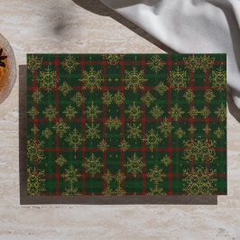 Papel De Seda Steampunk Snowflake Red and Green Tartan