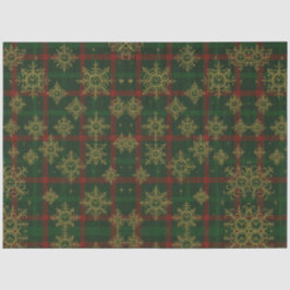Papel De Seda Steampunk Snowflake Red and Green Tartan