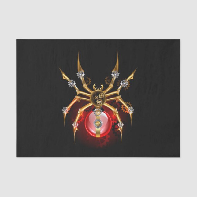 Papel De Seda Steampunk spider on black (Frente )