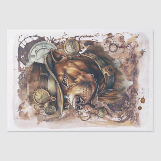 Papel De Seda Steampunk Staffordshire Bull Terrier Dog (Frente )