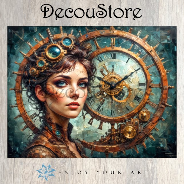 Papel De Seda Steampunk Timekeeper Portrait Decoupage (Criador carregado)