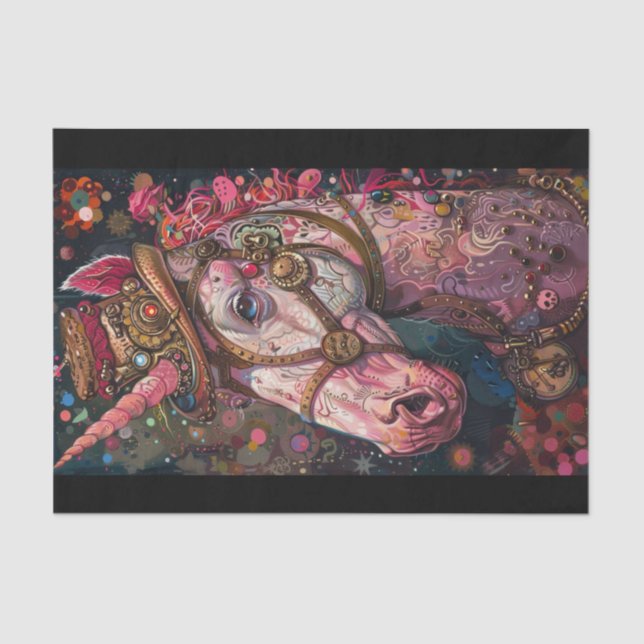 Papel De Seda Steampunk Unicorn (Frente )