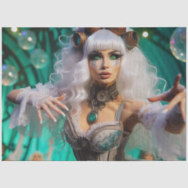 Papel De Seda Steampunk Victorian Futuristic Green Dancer