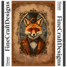 Steampunk Vitoriano Elegante Raposa A4L Decoupage