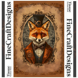 Papel De Seda Steampunk Vitoriano Elegante Raposa A4L Decoupage