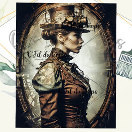 Papel De Seda Steampunk Woman Decoupage v2