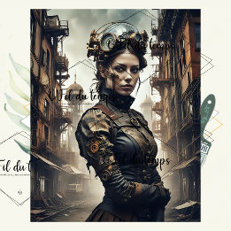 Papel De Seda Steampunk Woman Decoupage v4