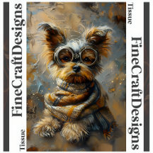 Steampunk Yorkie Pintura a Óleo Decoupage Direita