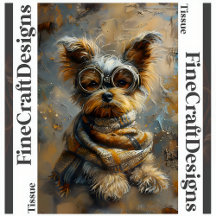 Steampunk Yorkie Pintura a Óleo Decoupage Esquerda