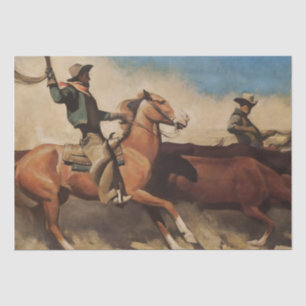 Papel De Seda "Steers to Market" Arte Ocidental de Maynard Dixon