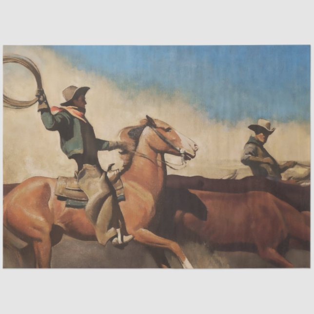 Papel De Seda "Steers to Market" Arte Ocidental de Maynard Dixon (Frente )