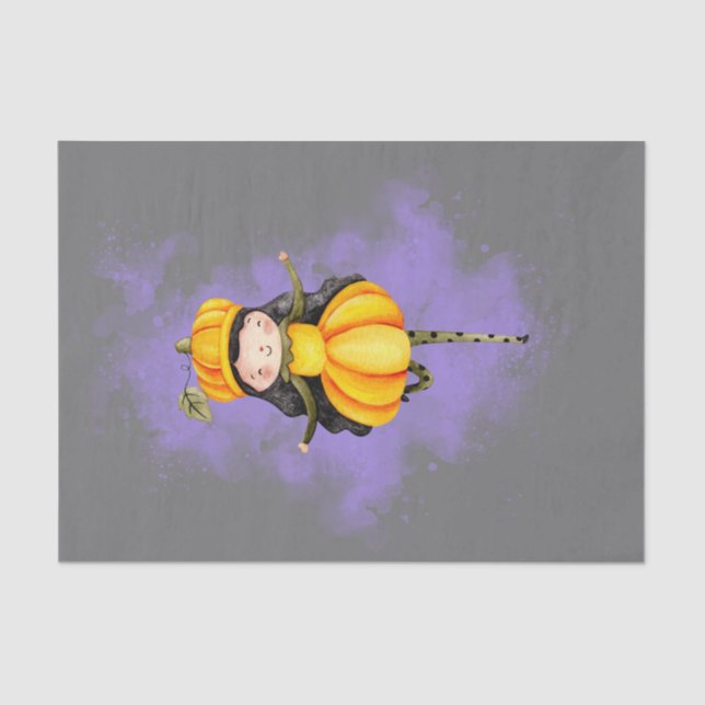 Papel De Seda Stellalunarts Pumpkin Halloween Cute Girl Poster (Frente )