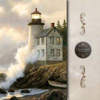 Papel De Seda Stormlit Lighthouse By The Sea Decoupage