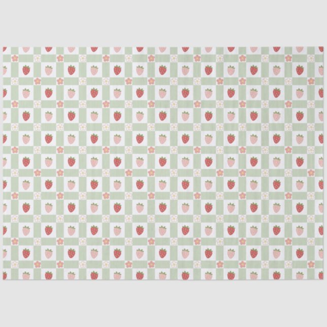Papel De Seda Strawberry Gingham Berry Themed (Frente )