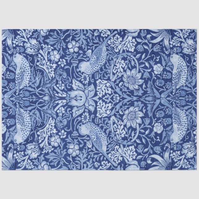 Papel De Seda Strawberry Thef Blue Monotone, William Morris (Frente )