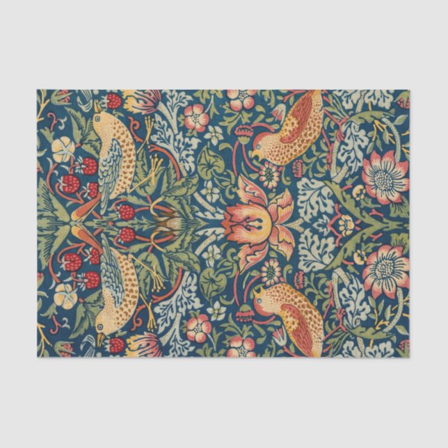 Papel De Seda Strawberry Thief por William Morris (Frente )