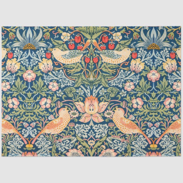 Papel De Seda Strawberry Thief (por William Morris) (Frente )