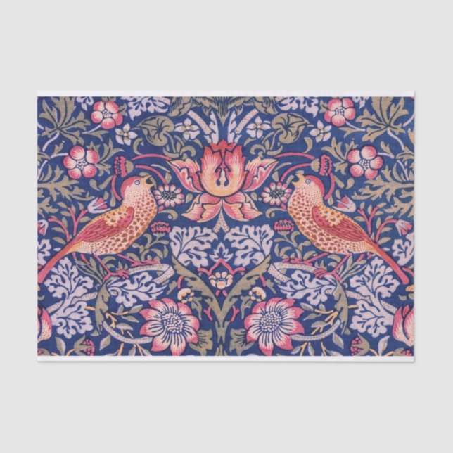 Papel De Seda Strawberry Thief por William Morris (Frente )