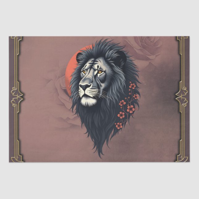 Papel De Seda Strength and delicacy united, a black lion  (Frente )