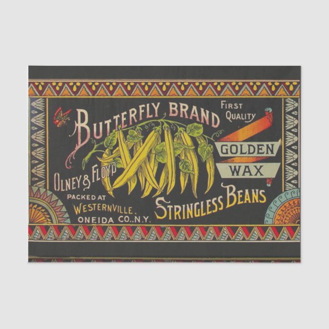 Papel De Seda String Bean Label Vegetal País (Frente )