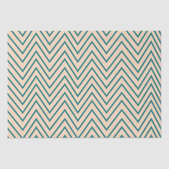 Papel De Seda Stripe de Chevron Azul Peach (Frente )