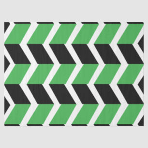 Papel De Seda Stripe de Chevron Verde Preto