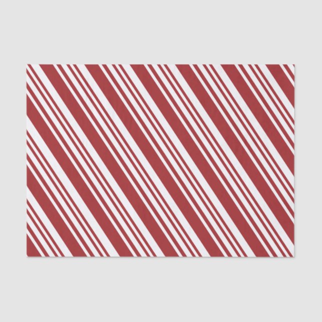 Papel De Seda Stripe de menta-menta-vermelha (Frente )