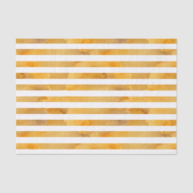 PAPEL DE SEDA STRIPES BRANCAS E DOURADAS COM FOLHAS DE QUEDA (Frente )