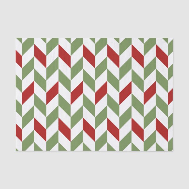 PAPEL DE SEDA STRIPES DE ZIG ZAG VERDE VERMELHA VERMELHA (Frente )