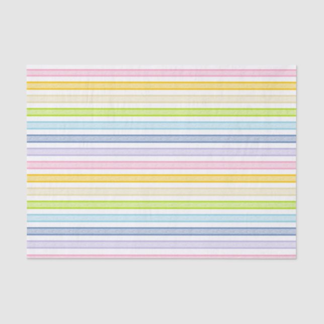 Papel De Seda Stripes Descritas Pastel Arco-íris (Frente )