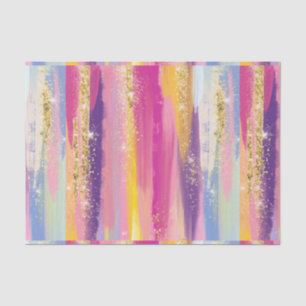 Papel De Seda Strips Coloridas do Arco-íris com Brilho Dourado F