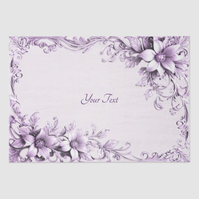 Papel De Seda Stylish Purple Flowers Tissue Paper (Frente )