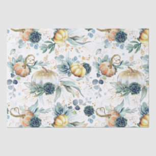 Papel De Seda Succulents Greenerent e Dourado Pumpkins Fall Part