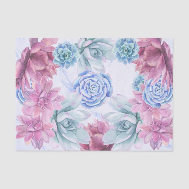 Papel De Seda Suculentas Chique Moderna de Mármore Chá de Noiva  (Frente )