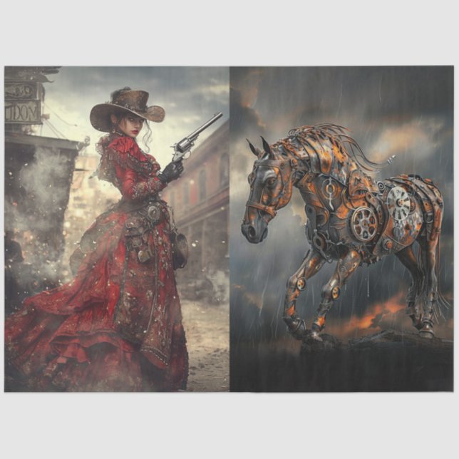 Papel De Seda Sue Steampunk & Western Lady (Frente )