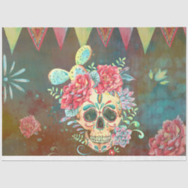 Papel De Seda Sugar Skull Dia De Los Muertos Decoupage Paper