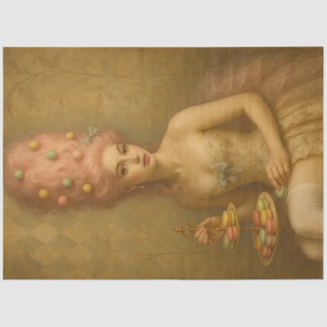 Papel De Seda Sugared Silence – Pastel Macaron Rococo Fantasy (Frente )